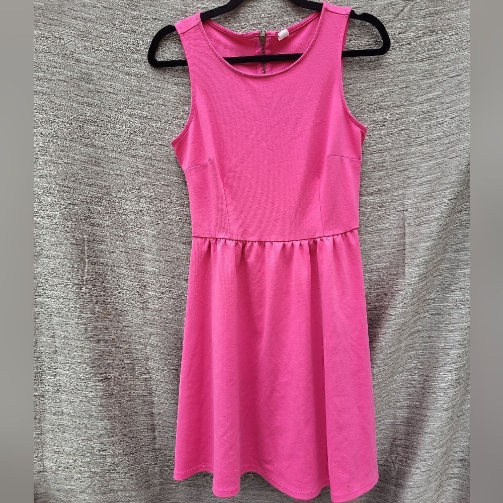 Old Navy pink summer dress back metal zipper, fit and flare small petite